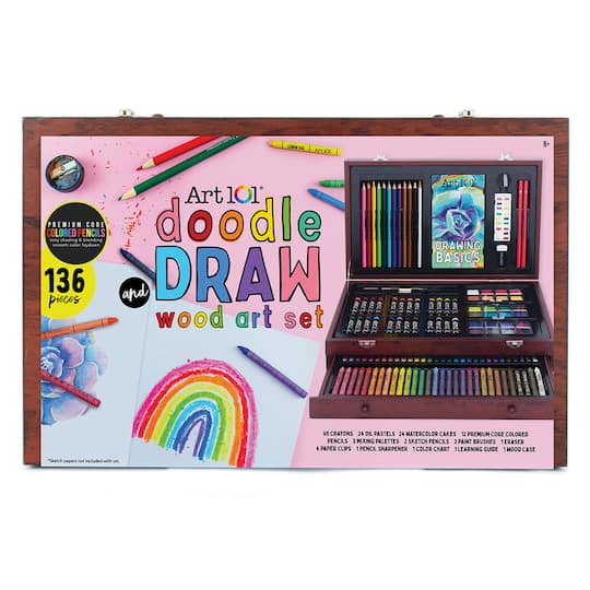 Art 101 Doodle & Draw Wood Art Set